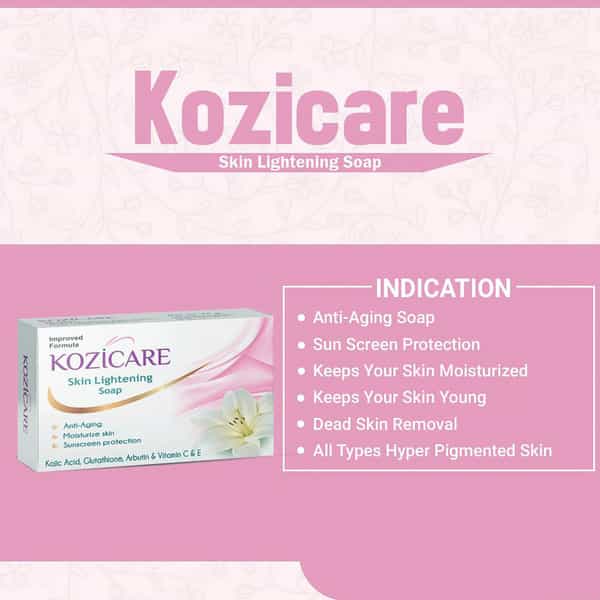 Kozicare Kojic Acid Vitamin E Arbutin Skin Lightening Soap - 75 Gm (Pack Of 9)