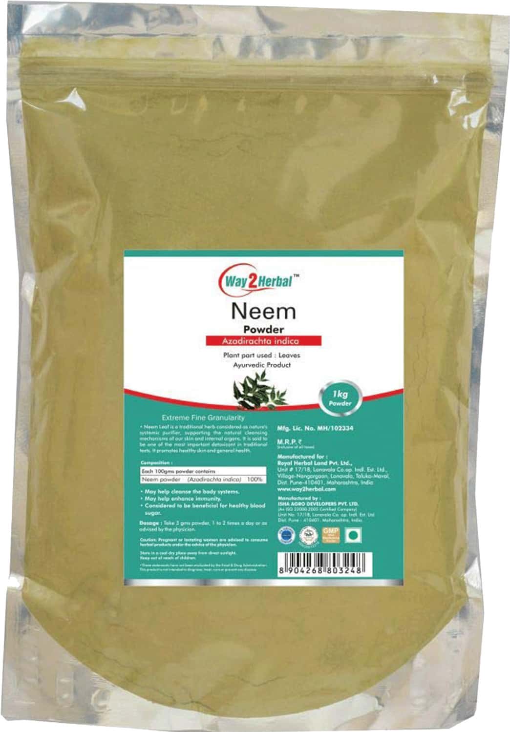 Buy WAY2HERBAL NEEM LEAVES POWDER. NEEM POWDER FOR SKIN NATURAL NEEM