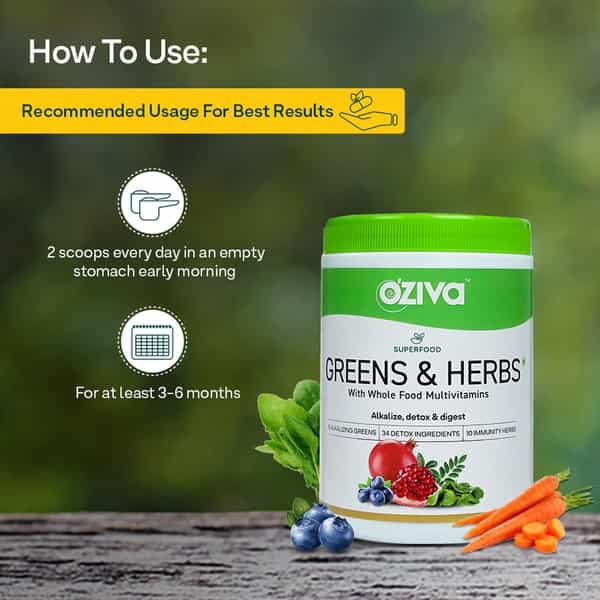 Oziva Superfood Greens & Herbs 250G | For Better Metabolism Detox & Digestion