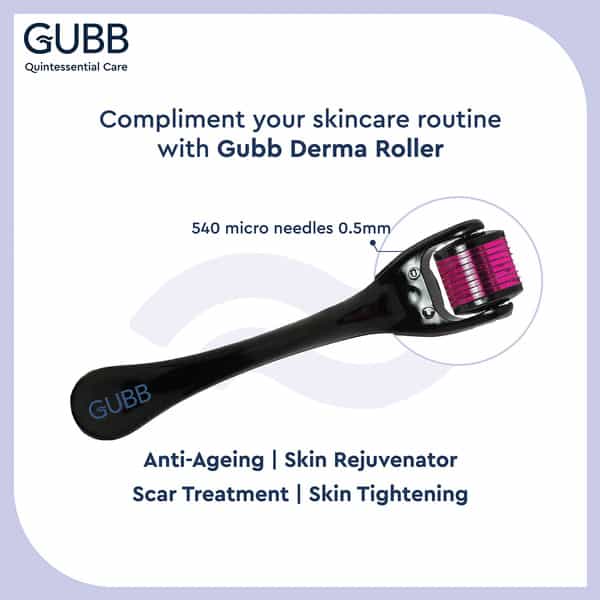 Gubb Derma Roller 0.5Mm For Hair Regrowth Face Acne Scars & Skin Aging 540 Micro Needles - Pink