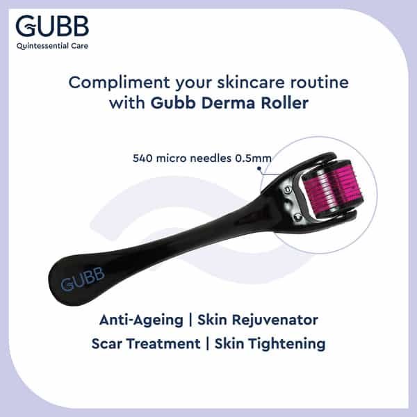 Gubb Derma Roller 0.5Mm For Hair Regrowth Face Acne Scars & Skin Aging 540 Micro Needles - Pink
