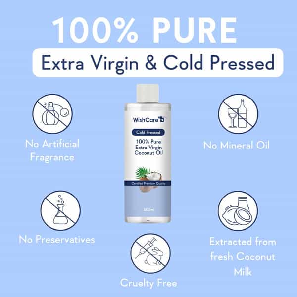 Wishcare 100% Pure Unrefinded Cold Pressed Extra Virgin Coconut Oil (500Ml)