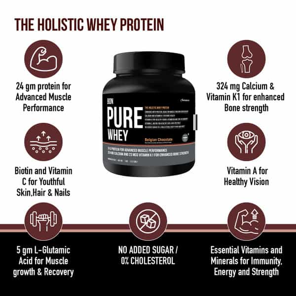 Bon Pure Whey Protein 28 Serving Belgian Chocolate - 1Kg