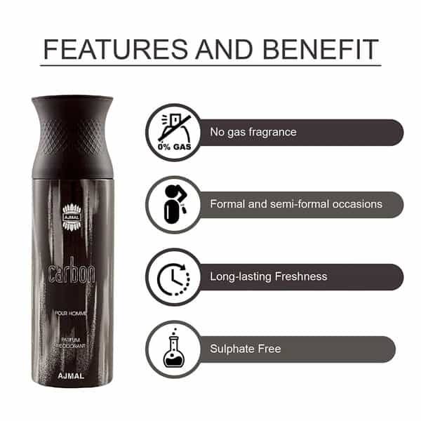 Ajmal Wisal Dhahab Eau De Parfum 50Ml Perfume For Men And Carbon Homme Deodorant 200Ml For Men