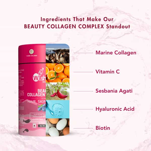 Wishnew Wellness Beauty Collagen Complex Radiant Hair, Skin&Nails 21 Sachets With Collagen Blueberry