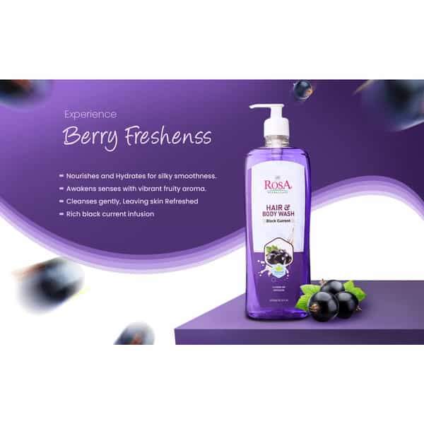 Rosa Black Current Hair & Body Wash I Fruits & Black Berry In Shower Gel I Pack 1 - 500 Ml