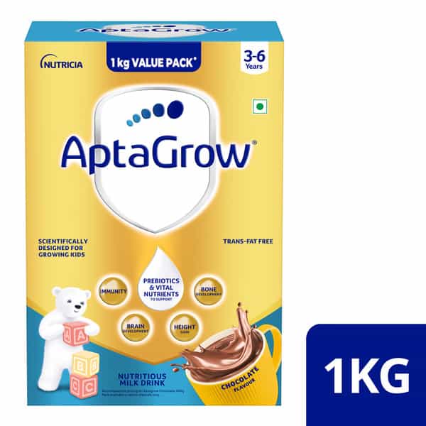 Aptagrow Chocolate Flavoured |Nutritious Milk Drink For Children 3-6 Years|With Prebiotics |Box 1 Kg