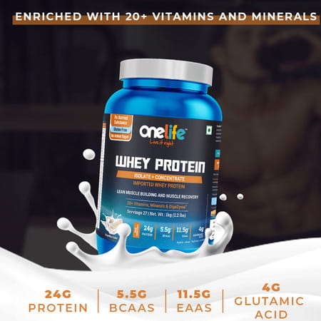 Onelife Whey Protein (Isolate + Concentrate) - Vanilla Cake - 1kg