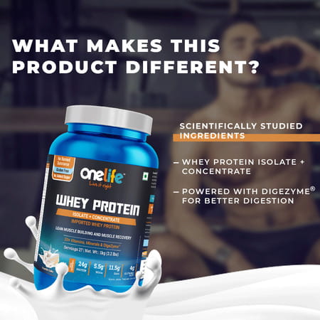 Onelife Whey Protein (Isolate + Concentrate) - Vanilla Cake - 1kg