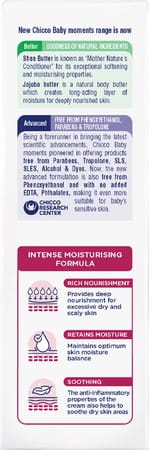 Chicco Baby Moments Rich Cream With Natural Ingredients Nourishment For Baby Soft Skin 0m+ (100 G)