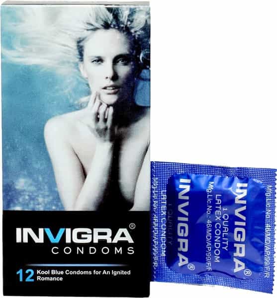 Invigra Kool Blue Condoms - 12 Condoms