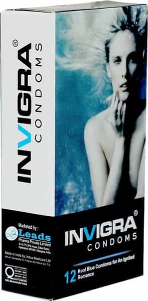 Invigra Kool Blue Condoms - 12 Condoms