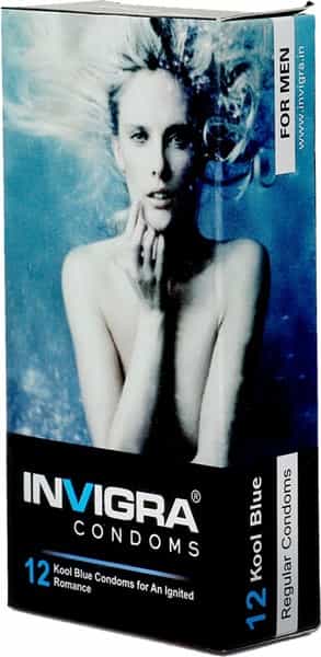 Invigra Kool Blue Condoms - 12 Condoms