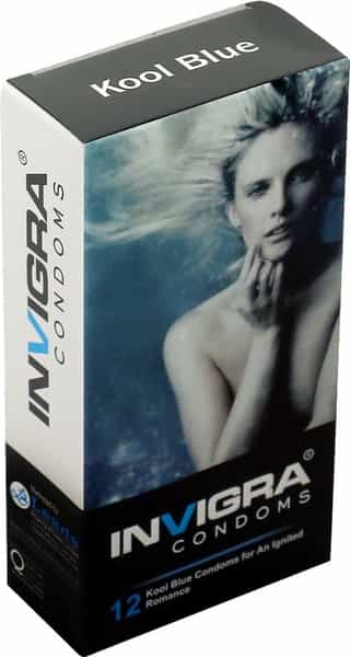 Invigra Kool Blue Condoms - 12 Condoms