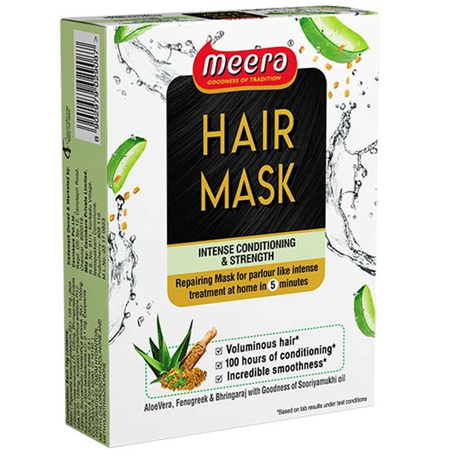 Meera Hair Mask With Aloe Vera,Fenugreek & Bringaraj (Intense Conditioning & Strength)4 X 30 G,120 G