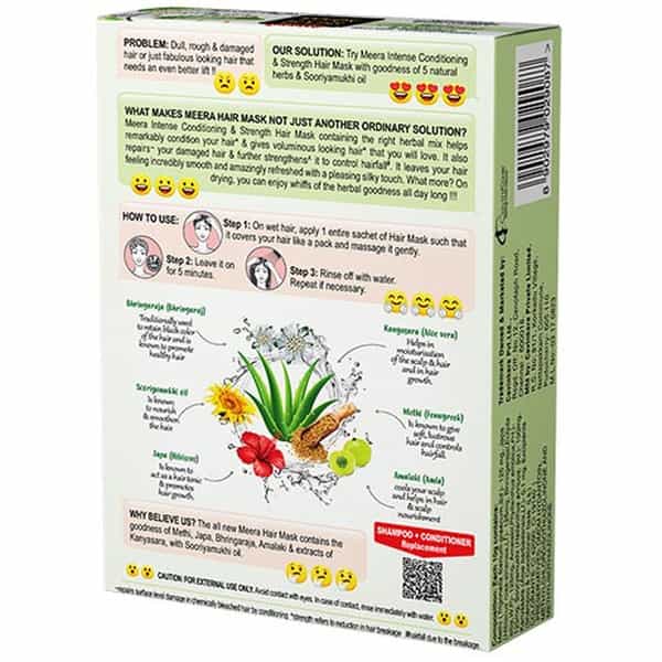 Meera Hair Mask With Aloe Vera,Fenugreek & Bringaraj (Intense Conditioning & Strength)4 X 30 G,120 G