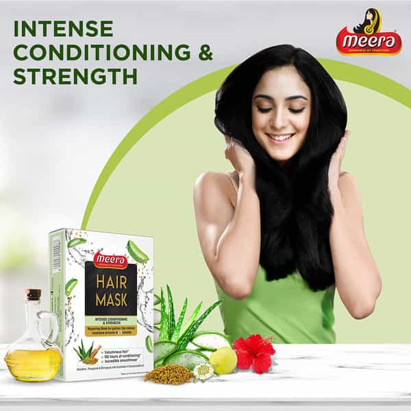 Meera Hair Mask With Aloe Vera,Fenugreek & Bringaraj (Intense Conditioning & Strength)4 X 30 G,120 G