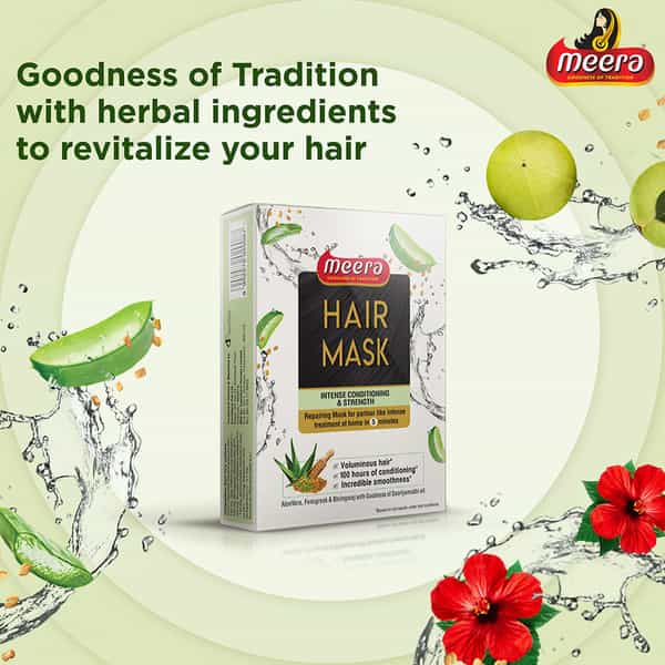 Meera Hair Mask With Aloe Vera,Fenugreek & Bringaraj (Intense Conditioning & Strength)4 X 30 G,120 G