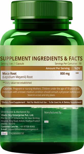 Vlado's Himalayan Organics Maca Root Extract 800Mg | 90 Veg Capsules