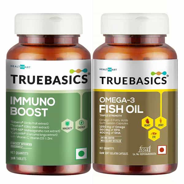 Truebasics Fish Oil + Immuno Boost | 60 Capsule(S)/Pack | Unflavoured