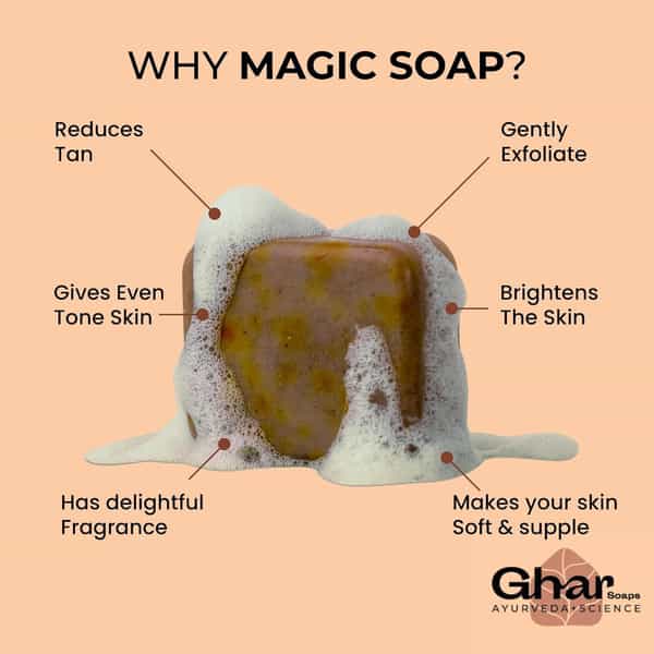 Ghar Soaps Sandalwood & Saffron Magic Soaps For Bath | Paraben Free | Chandan & Kesar - (100X6 Gms)