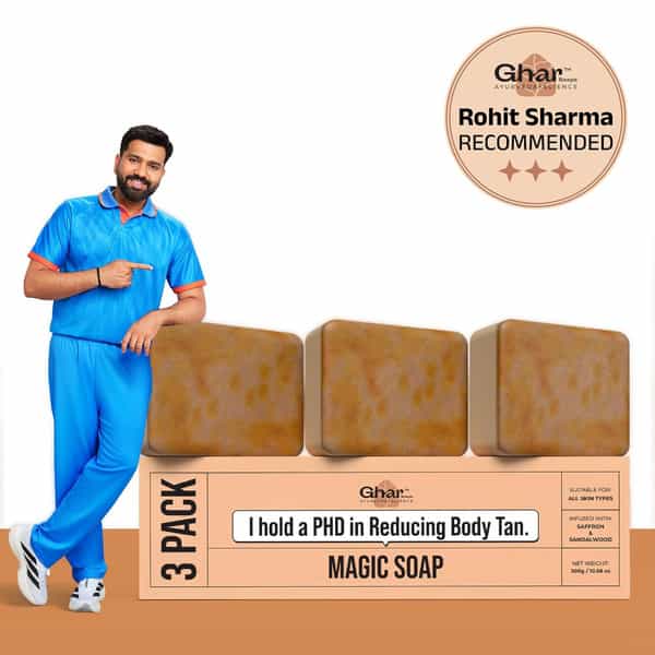 Ghar Soaps Sandalwood & Saffron Magic Soaps For Bath | Paraben Free | Chandan & Kesar - (100X6 Gms)