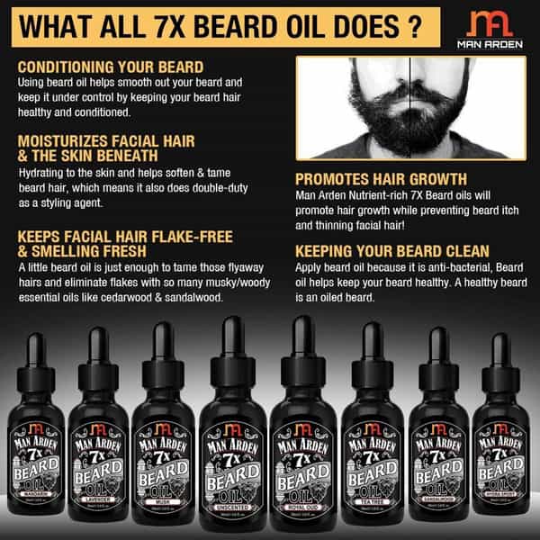 Man Arden 7X Beard Oil 30Ml (Mandarin) - 7 Premium Oils For Beard Growth & Nourishment