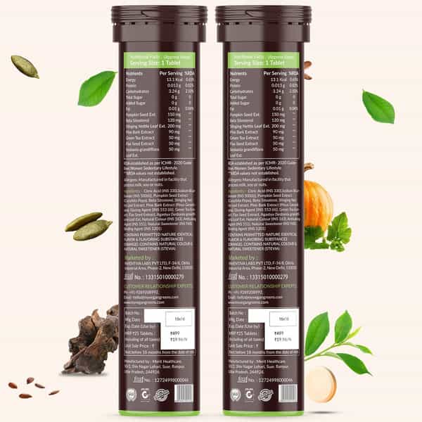 Vegan Greens Plant Based Dht Blocker With Biotin, Omega 3, Stinging Nettle & More. 50 Effer., Orange