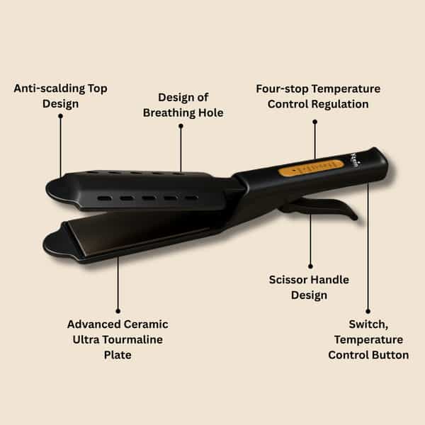 Ktein Curling & Straightening Iron With 4 Gears & Ceramic Ultra Tourmaline Plates - (1 Unit)