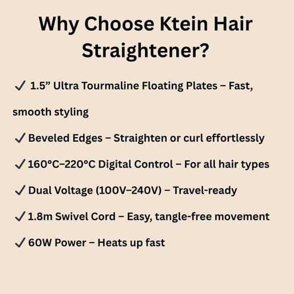 Ktein Curling & Straightening Iron With 4 Gears & Ceramic Ultra Tourmaline Plates - (1 Unit)