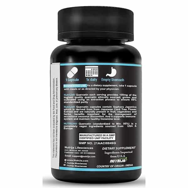 Nutrija Quercetin 100Mg | Standardized To 95% | Highly Purified & Bioavailable | 30 Capsules