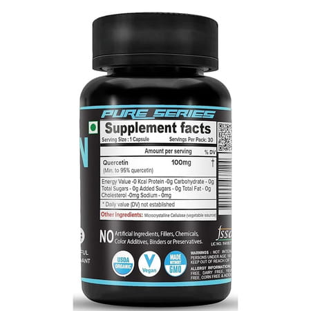 Nutrija Quercetin 100mg | Standardized To 95% | Highly Purified & Bioavailable | 30 Capsules