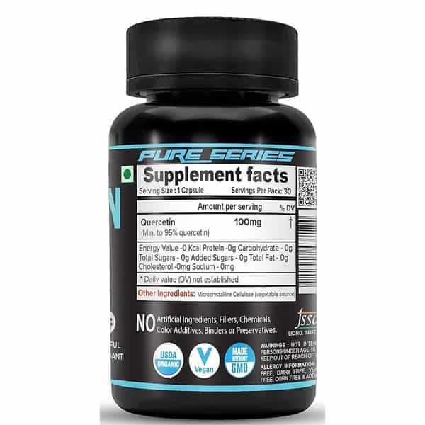 Nutrija Quercetin 100Mg | Standardized To 95% | Highly Purified & Bioavailable | 30 Capsules