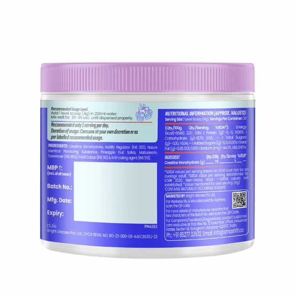 Smash Micronised Creatine Monohydrate Powder | Rage-Orange (30 Servings | 120G)