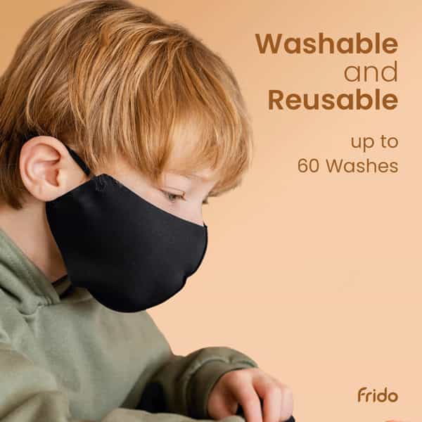 Frido Ultimate Copper Mask For Kids|Reusable|Super Breathable|Ear Loops|Age Group 14-18|Pack Of 2