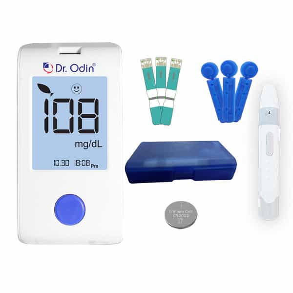 Dr. Odin Blood Glucose Monitoring System Gdh-Fad Monitoring Meter Kit Vial 25 Strip| 25 Lancet White