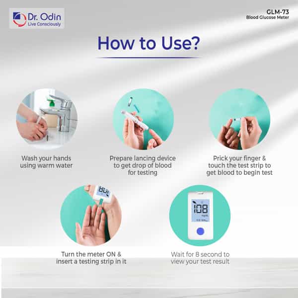 Dr. Odin Blood Glucose Monitoring System Gdh-Fad Monitoring Meter Kit Vial 25 Strip| 25 Lancet White