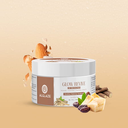 Alglaze Glow Revive De-Tan Face Pack | Niacinamide Licorice Extract Cocoa Butter & Almond Oil | 50g