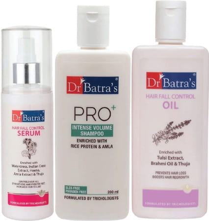 Dr Batra's Hair Fall Control Serum Pro+ Intense Volume Shampoo And Hair Fall Control Oil (525ml)