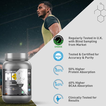 Muscleblaze Biozyme Performance Whey Protein, Labdoor Usa Certified (Rich Chocolate, 850 G / 1.8 Lb)