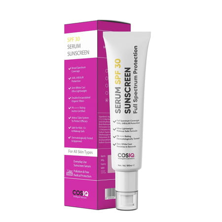 Cos-Iq Daily Use Sunscreen Serum Spf 30 Pa++++ Broad Spectrum 100ml Uva Uvb And Ir Protection