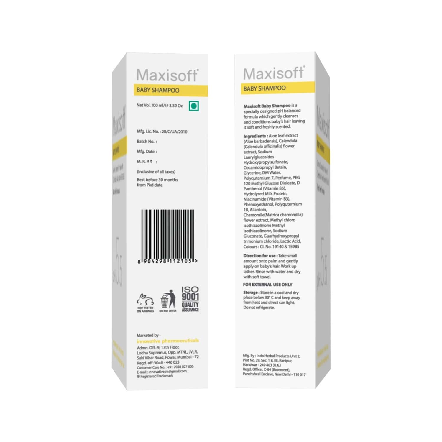 Buy MAXISOFT BABY SHAMPOO 100 ML CALENDULA PARABEN & SULPHATE FREE