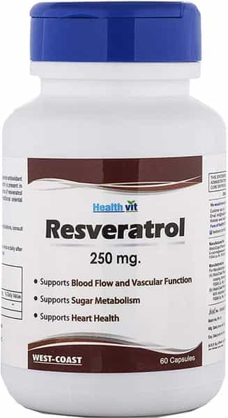 Healthvit Resveratrol 250 Mg Blood Flow Capsules Bottle Of 60