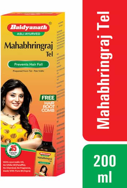 Baidyanath Asli Ayurved Mahabringraj Tel Hair Oil | For Hair Growth | Anti Dandruff - 200 Ml