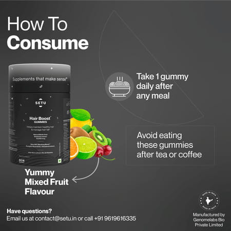 Hair Boost Gummies| Natural Biotin From Sesbania | Aloe Vera Extract | Zinc & Vitamin (10 Gummies)