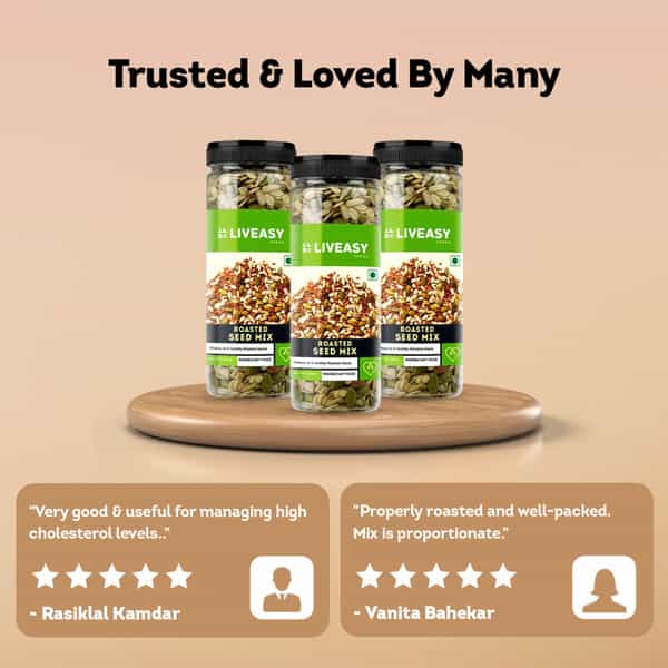 Liveasy Healthy Roasted Seed Mix - Blend Of 6 Fibre Rich Healthy Roasted Seeds - 200 Gms