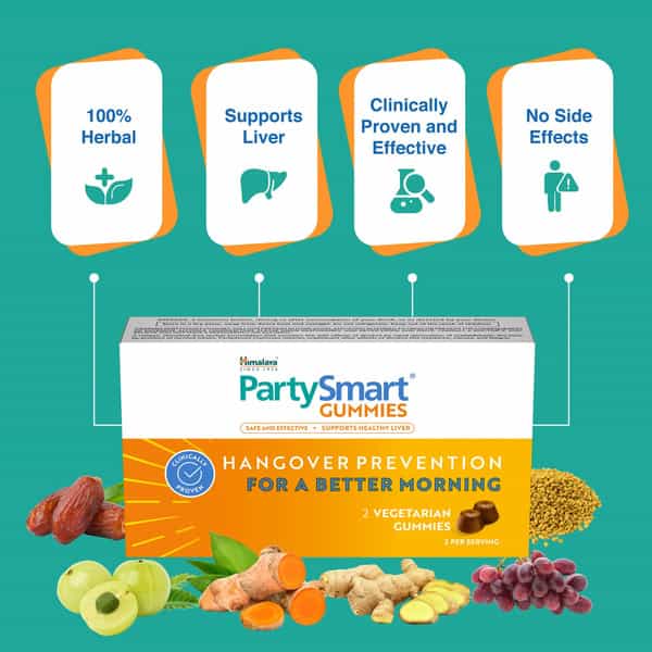 Himalaya Partysmart Hangover Prevention For Better Morning 5 Vegetarian Gummies