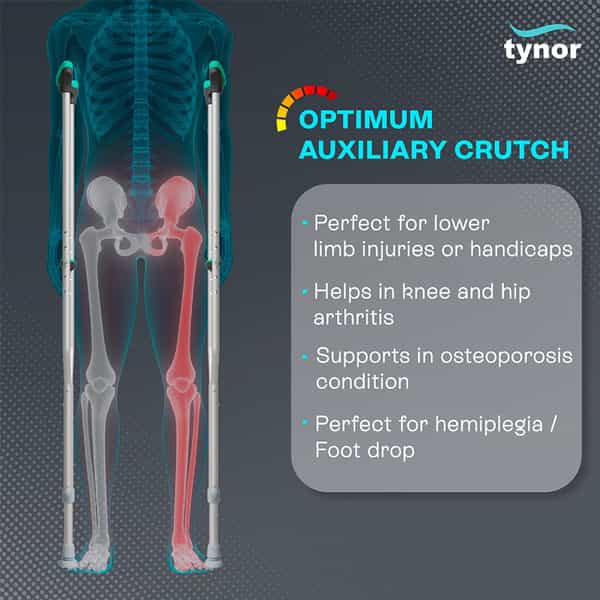 Tynor Auxiliary Crutch Silver Large Pack Of 2