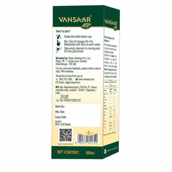 Vansaar 45+ Pro Metabolism Booster Bottle Of 500Ml