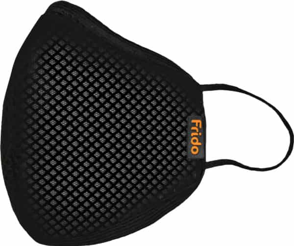 Frido Cotton Washable 5 Layer Unisex Mask With Adjustable Strap Nose Pin & Pouch (Black Pack Of 10)
